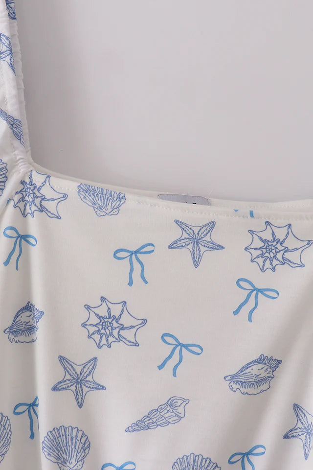 Blue Seashell Bow Mom Dress