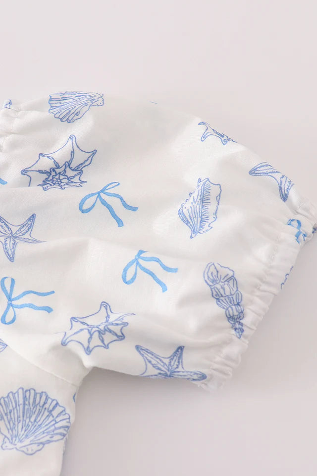 Blue Seashell Bow Mom Dress