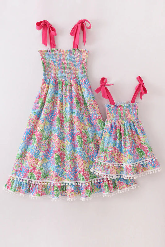 Tropical Smocked Mini Dress