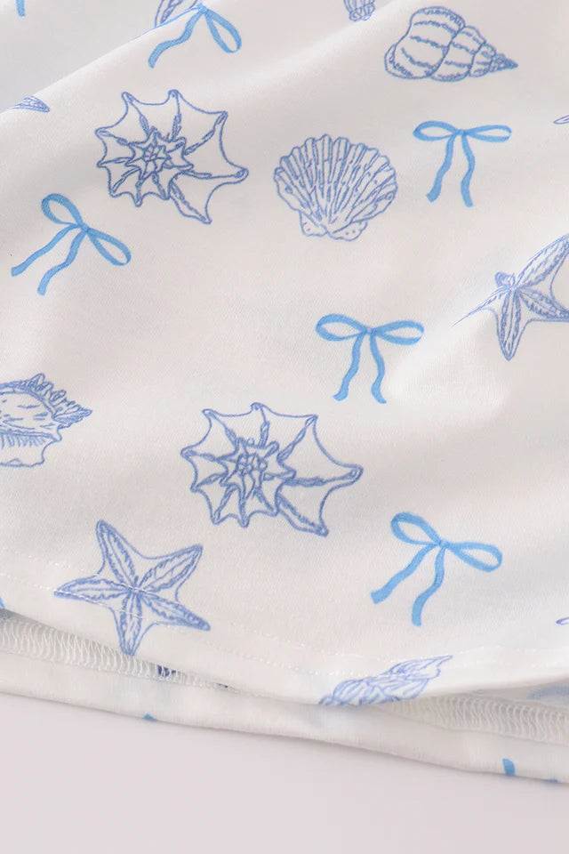Blue Seashell Bow Mom Dress